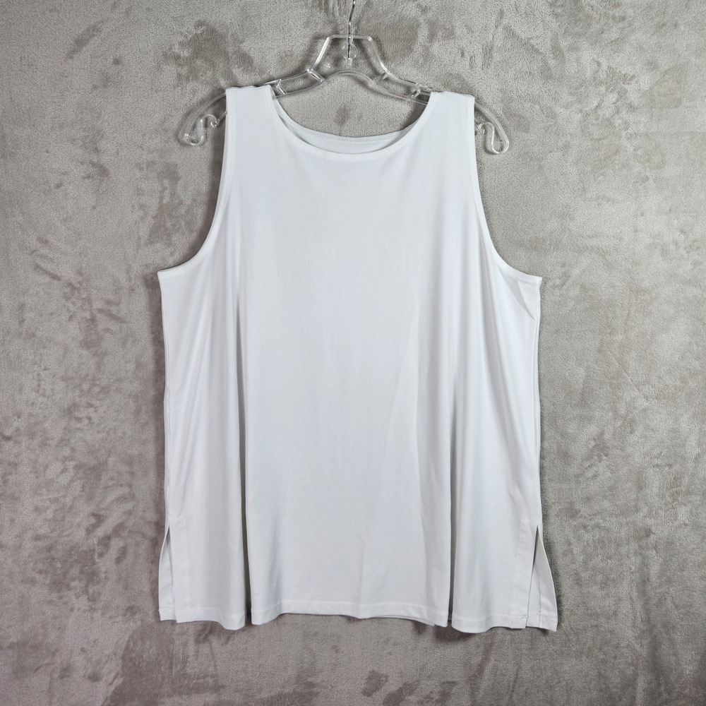 Susan Graver Tank Womens XL Petite White Pet Liquid‎ Knit A-Line Tunic A574032